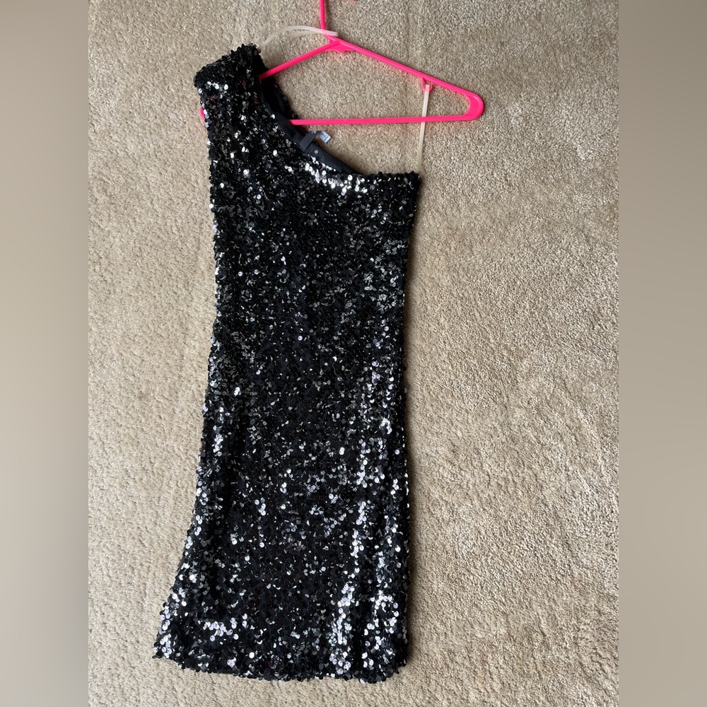 Black sequin cocktail dress